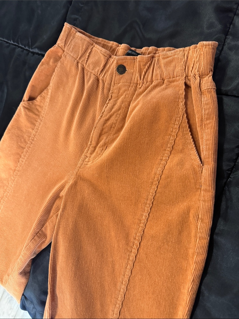 Rust Orange Corduroy High-Waist Pants